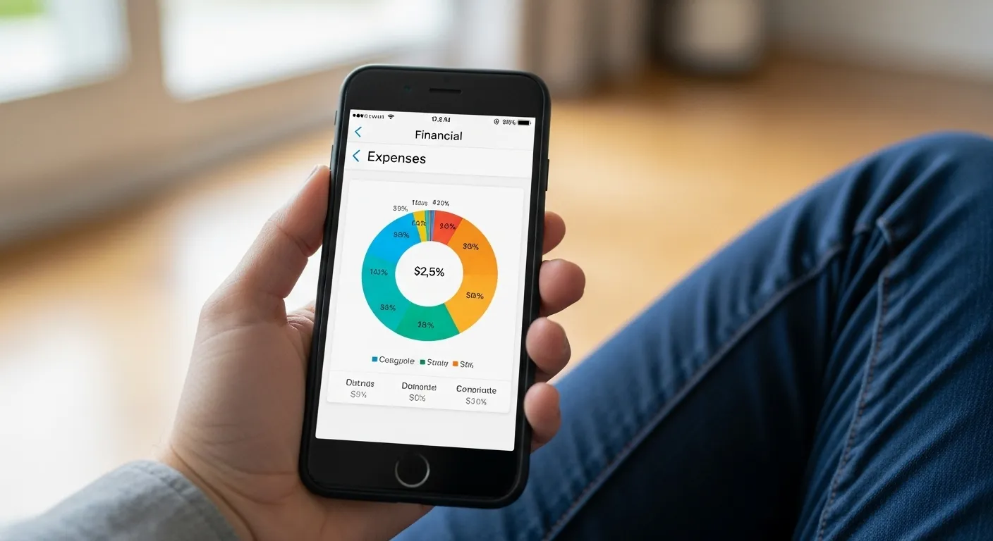 Aplicativo de controle financeiro mostrando categorização de gastos