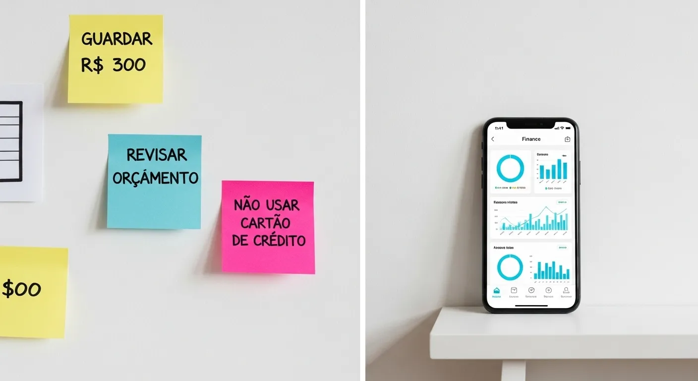 Calendário com lembretes visuais representando hábitos financeiros saudáveis para manter a disciplina