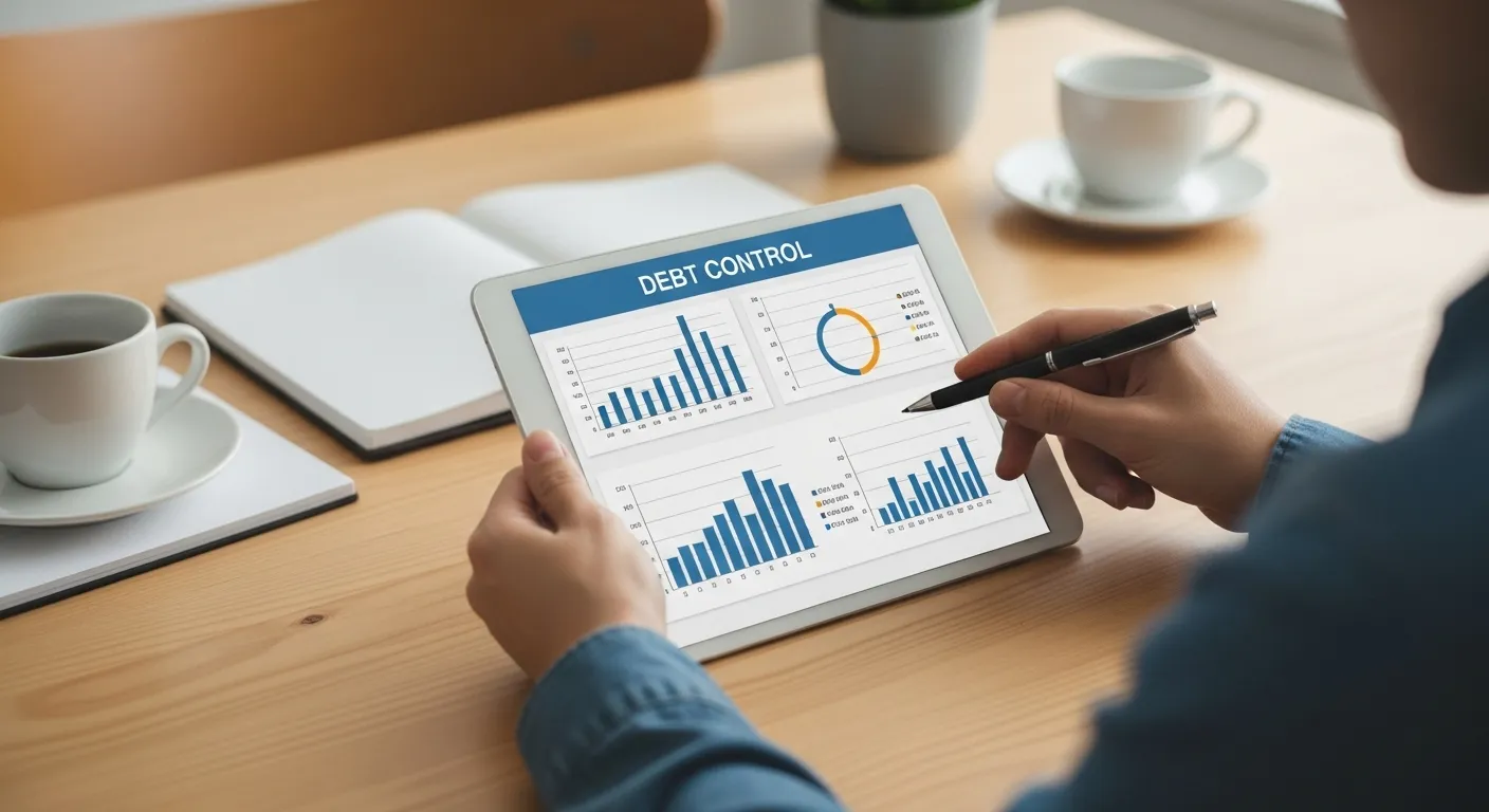 Pessoa acompanhando progresso financeiro através de gráficos em tablet