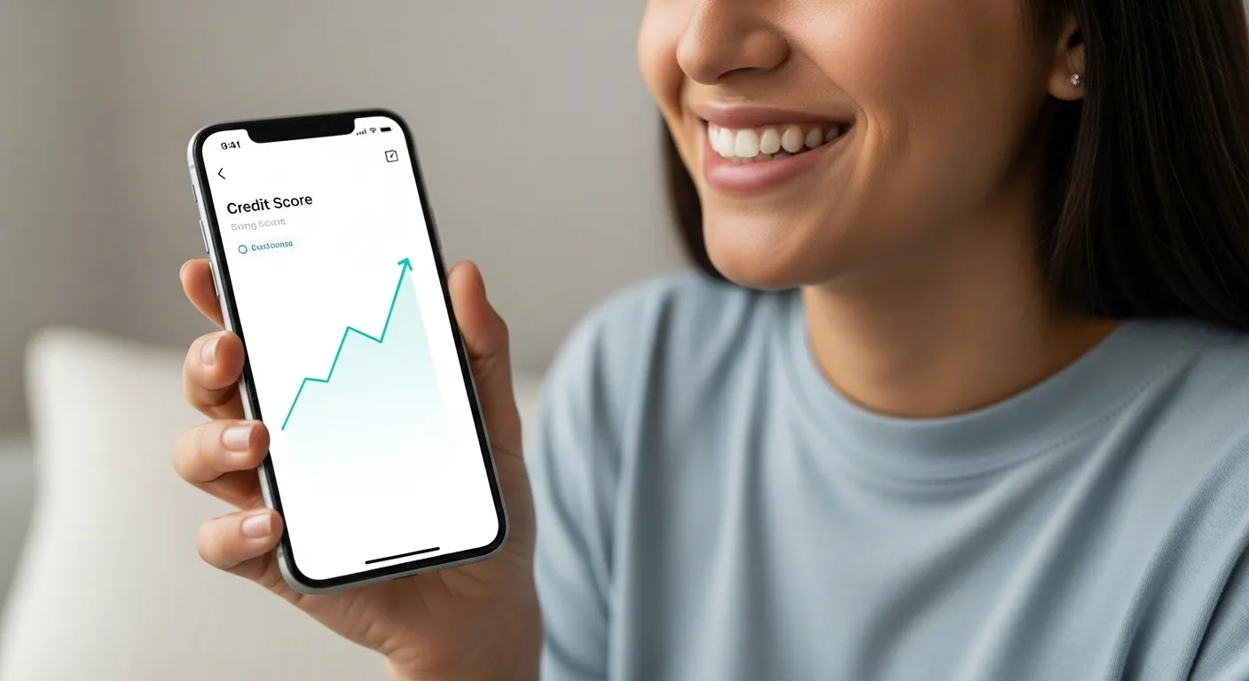 Tela de aplicativo mostrando score de crédito melhorado após negociação