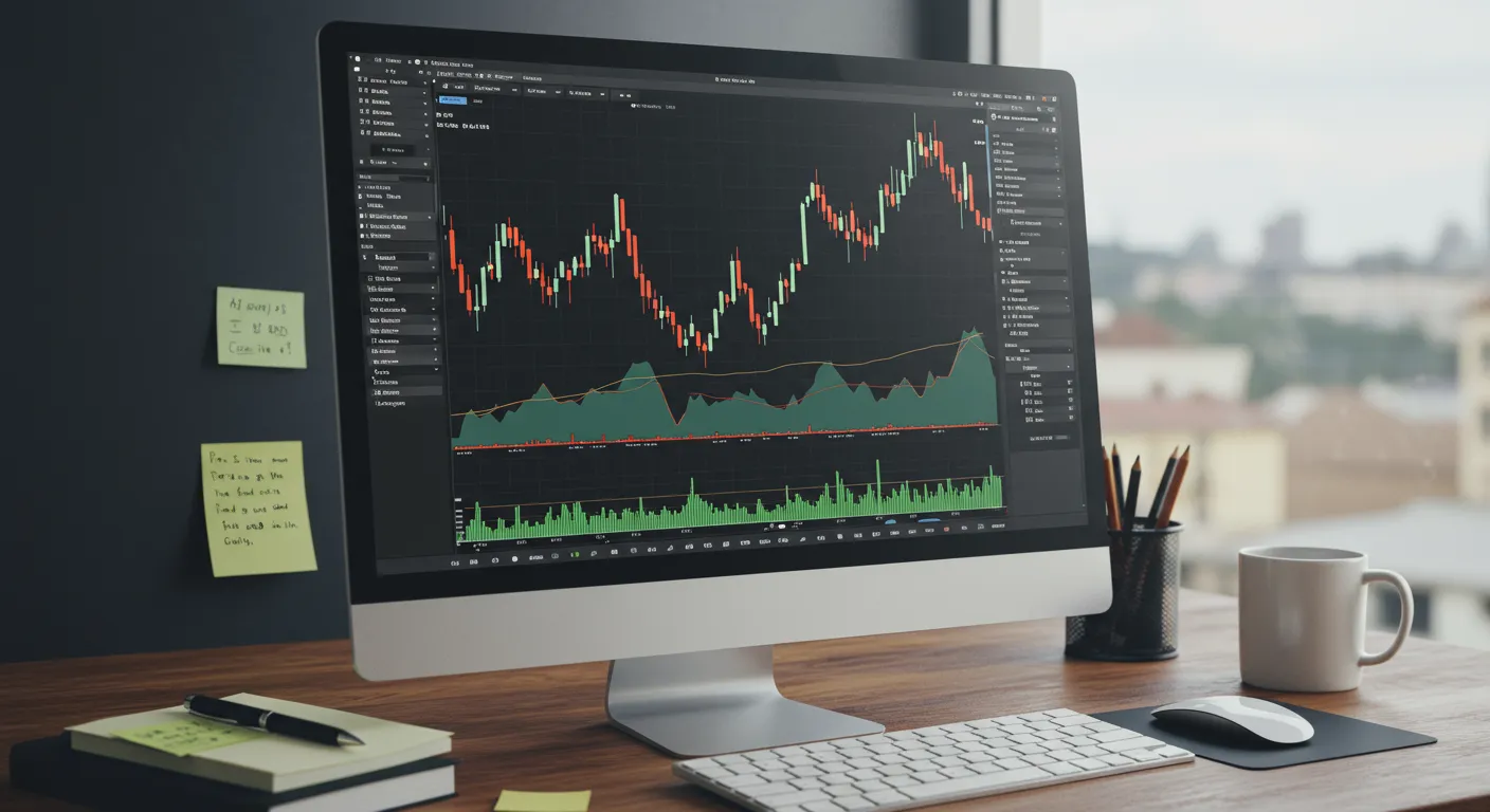 Plataforma de trading com gráficos e indicadores técnicos de criptomoedas