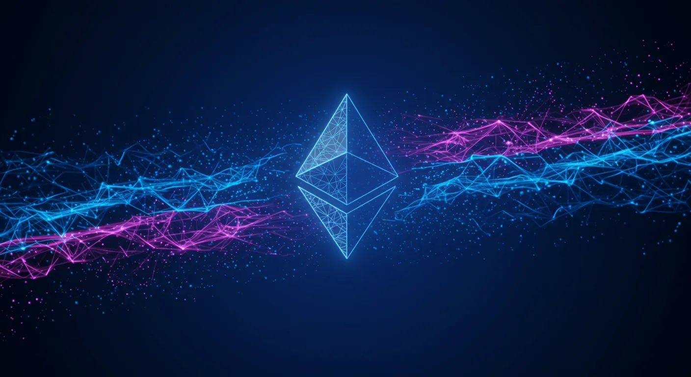 Logo do Ethereum representando contratos inteligentes e aplicações descentralizadas