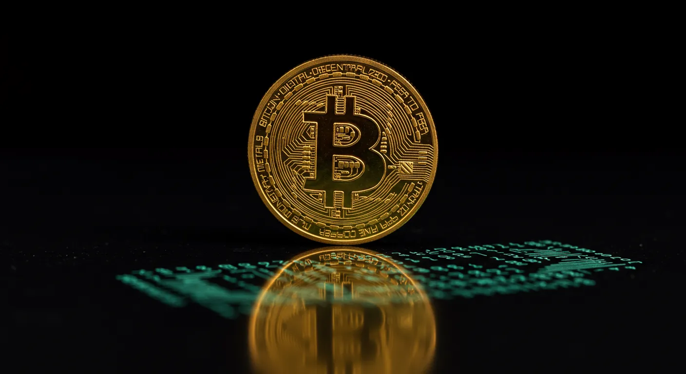 Moeda dourada do Bitcoin símbolo da primeira criptomoeda do mundo