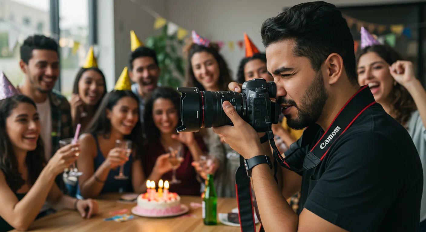 Fotógrafo registrando momento especial em festa