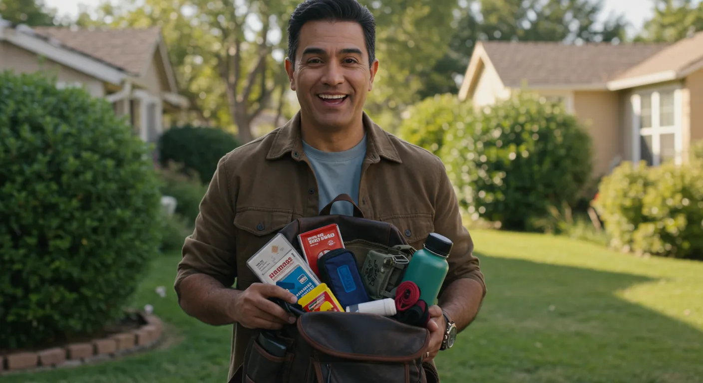 Vendedor apresentando produtos de porta em porta em bairro residencial