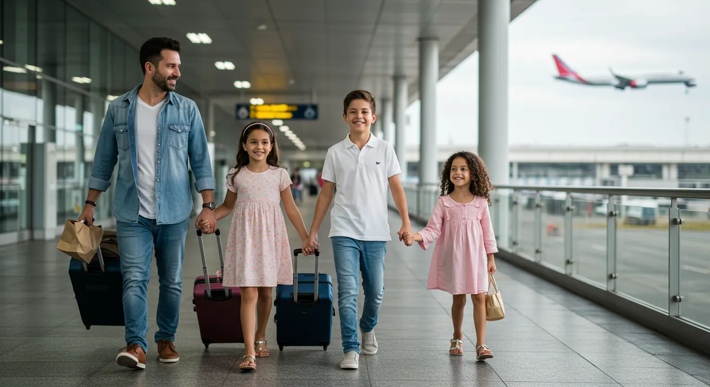 Família viajando de graça usando milhas aéreas acumuladas com estratégias para iniciantes